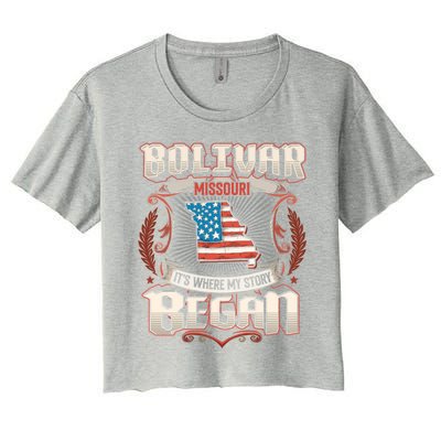 Bolivar Missouri Usa Flag 4th Of July Meaningful Gift Women's Crop Top Tee