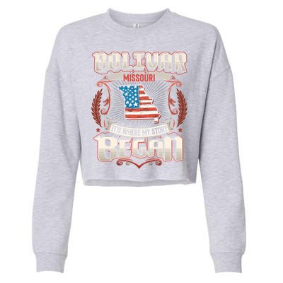 Bolivar Missouri Usa Flag 4th Of July Meaningful Gift Cropped Pullover Crew