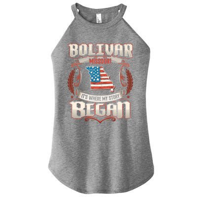 Bolivar Missouri Usa Flag 4th Of July Meaningful Gift Women's Perfect Tri Rocker Tank