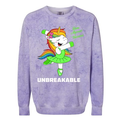 Bone Marrow Unicorn Unbreakable Bone Marrow Warrior Awarenes Gift Colorblast Crewneck Sweatshirt