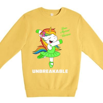 Bone Marrow Unicorn Unbreakable Bone Marrow Warrior Awarenes Gift Premium Crewneck Sweatshirt