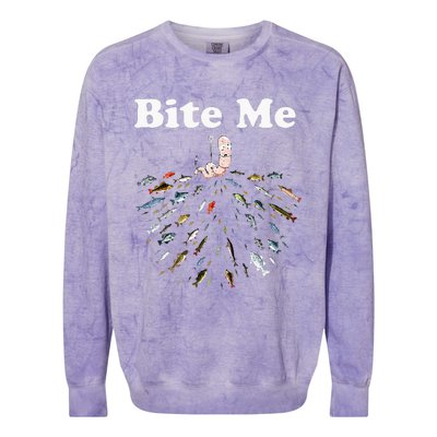 Bite Me Unique Fishing Gift For Fishing Lovers Colorblast Crewneck Sweatshirt