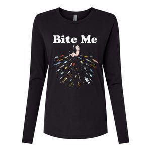 Bite Me Unique Fishing Gift For Fishing Lovers Womens Cotton Relaxed Long Sleeve T-Shirt