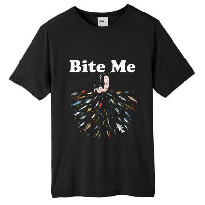 Bite Me Unique Fishing Gift For Fishing Lovers Tall Fusion ChromaSoft Performance T-Shirt