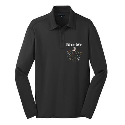 Bite Me Unique Fishing Gift For Fishing Lovers Silk Touch Performance Long Sleeve Polo