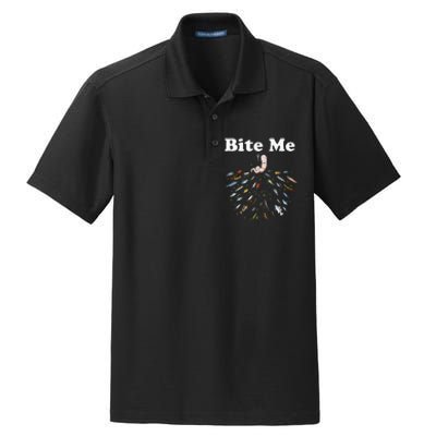 Bite Me Unique Fishing Gift For Fishing Lovers Dry Zone Grid Polo