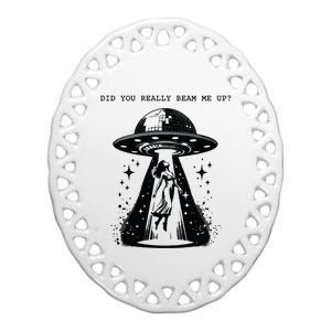 Beam Me Up 90s Retro Ceramic Oval Ornament