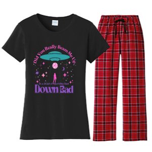 Beam Me Up Alien Ufo Down Bad Cosmic Space Women's Flannel Pajama Set