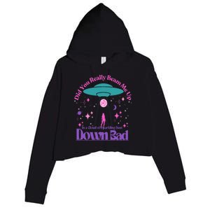 Beam Me Up Alien Ufo Down Bad Cosmic Space Crop Fleece Hoodie