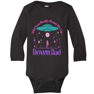 Beam Me Up Alien Ufo Down Bad Cosmic Space Baby Long Sleeve Bodysuit