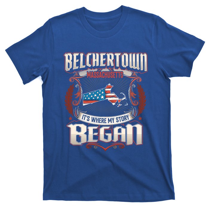 Belchertown Massachusetts Usa Flag 4th Of July Great Gift T-Shirt