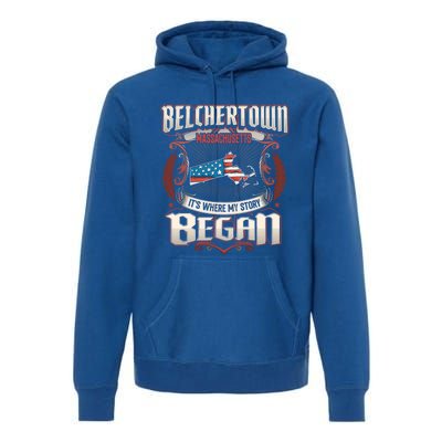 Belchertown Massachusetts Usa Flag 4th Of July Great Gift Premium Hoodie