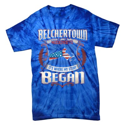 Belchertown Massachusetts Usa Flag 4th Of July Great Gift Tie-Dye T-Shirt