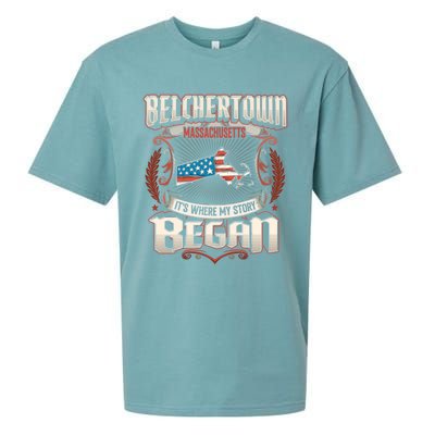 Belchertown Massachusetts Usa Flag 4th Of July Great Gift Sueded Cloud Jersey T-Shirt