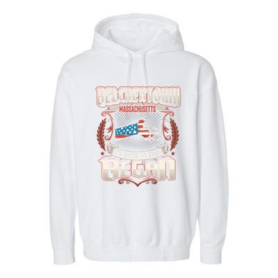 Belchertown Massachusetts Usa Flag 4th Of July Great Gift Garment-Dyed Fleece Hoodie