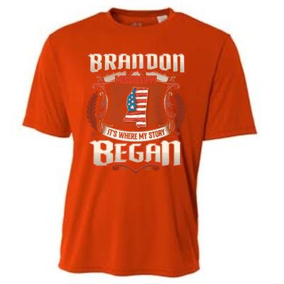 Brandon Mississippi Usa Flag 4th Of July Funny Gift Cooling Performance Crew T-Shirt