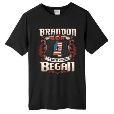 Brandon Mississippi Usa Flag 4th Of July Funny Gift Tall Fusion ChromaSoft Performance T-Shirt