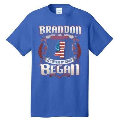 Brandon Mississippi Usa Flag 4th Of July Funny Gift Tall T-Shirt