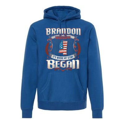 Brandon Mississippi Usa Flag 4th Of July Funny Gift Premium Hoodie