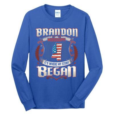 Brandon Mississippi Usa Flag 4th Of July Funny Gift Tall Long Sleeve T-Shirt