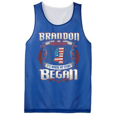 Brandon Mississippi Usa Flag 4th Of July Funny Gift Mesh Reversible Basketball Jersey Tank