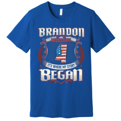 Brandon Mississippi Usa Flag 4th Of July Funny Gift Premium T-Shirt