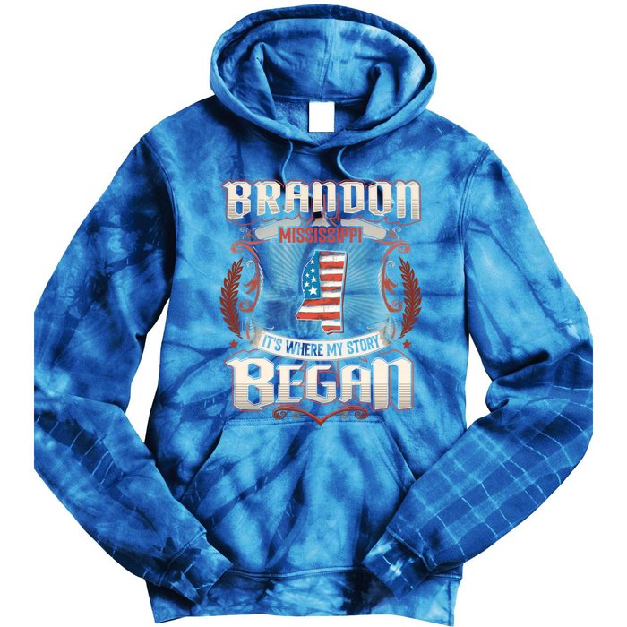 Brandon Mississippi Usa Flag 4th Of July Funny Gift Tie Dye Hoodie