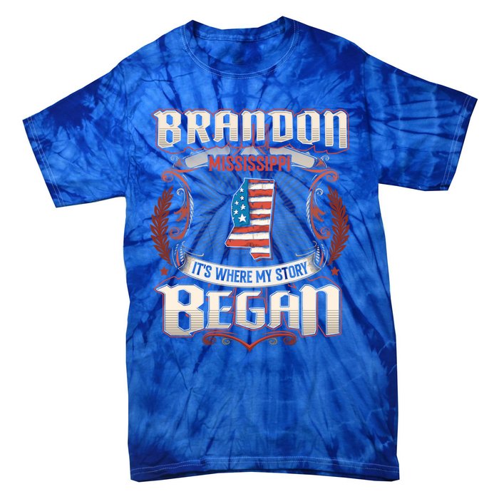 Brandon Mississippi Usa Flag 4th Of July Funny Gift Tie-Dye T-Shirt