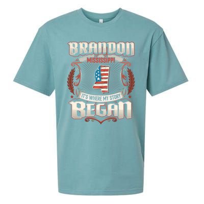 Brandon Mississippi Usa Flag 4th Of July Funny Gift Sueded Cloud Jersey T-Shirt