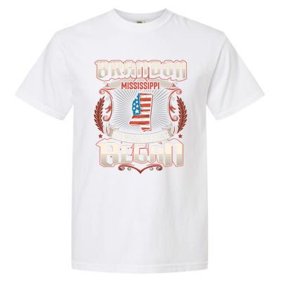 Brandon Mississippi Usa Flag 4th Of July Funny Gift Garment-Dyed Heavyweight T-Shirt