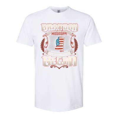 Brandon Mississippi Usa Flag 4th Of July Funny Gift Softstyle CVC T-Shirt