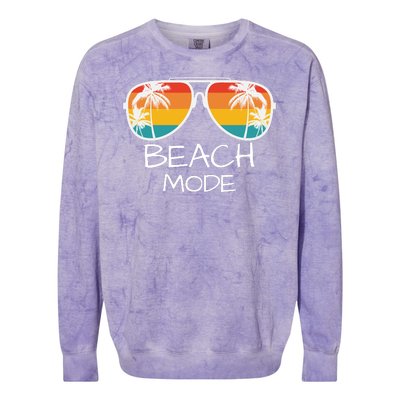 Beach Mode Vacy Mode Beach Life Vintage Sunset Beach Trip Colorblast Crewneck Sweatshirt