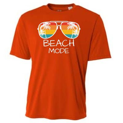 Beach Mode Vacy Mode Beach Life Vintage Sunset Beach Trip Cooling Performance Crew T-Shirt