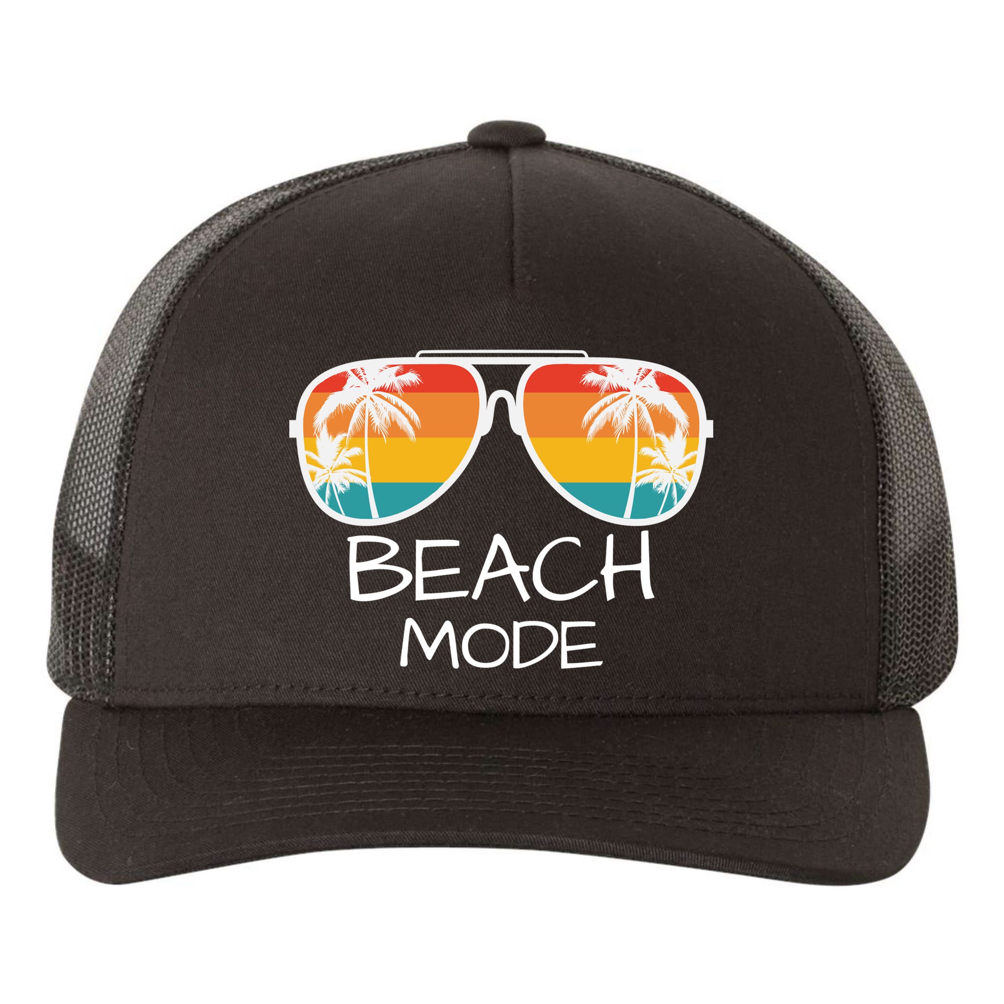 Beach Mode Vacy Mode Beach Life Vintage Sunset Beach Trip Yupoong Adult 5-Panel Trucker Hat