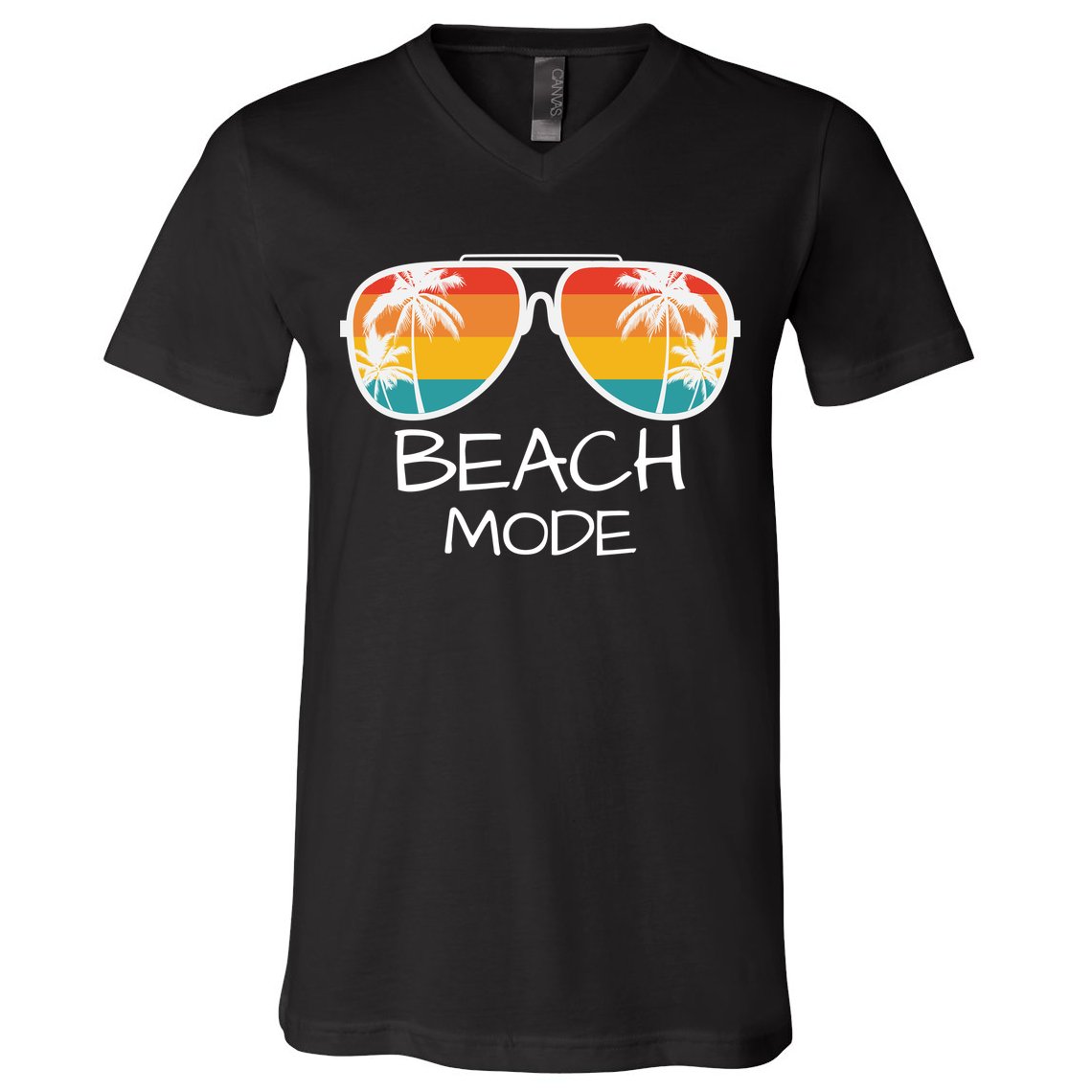 Beach Mode Vacy Mode Beach Life Vintage Sunset Beach Trip V-Neck T-Shirt
