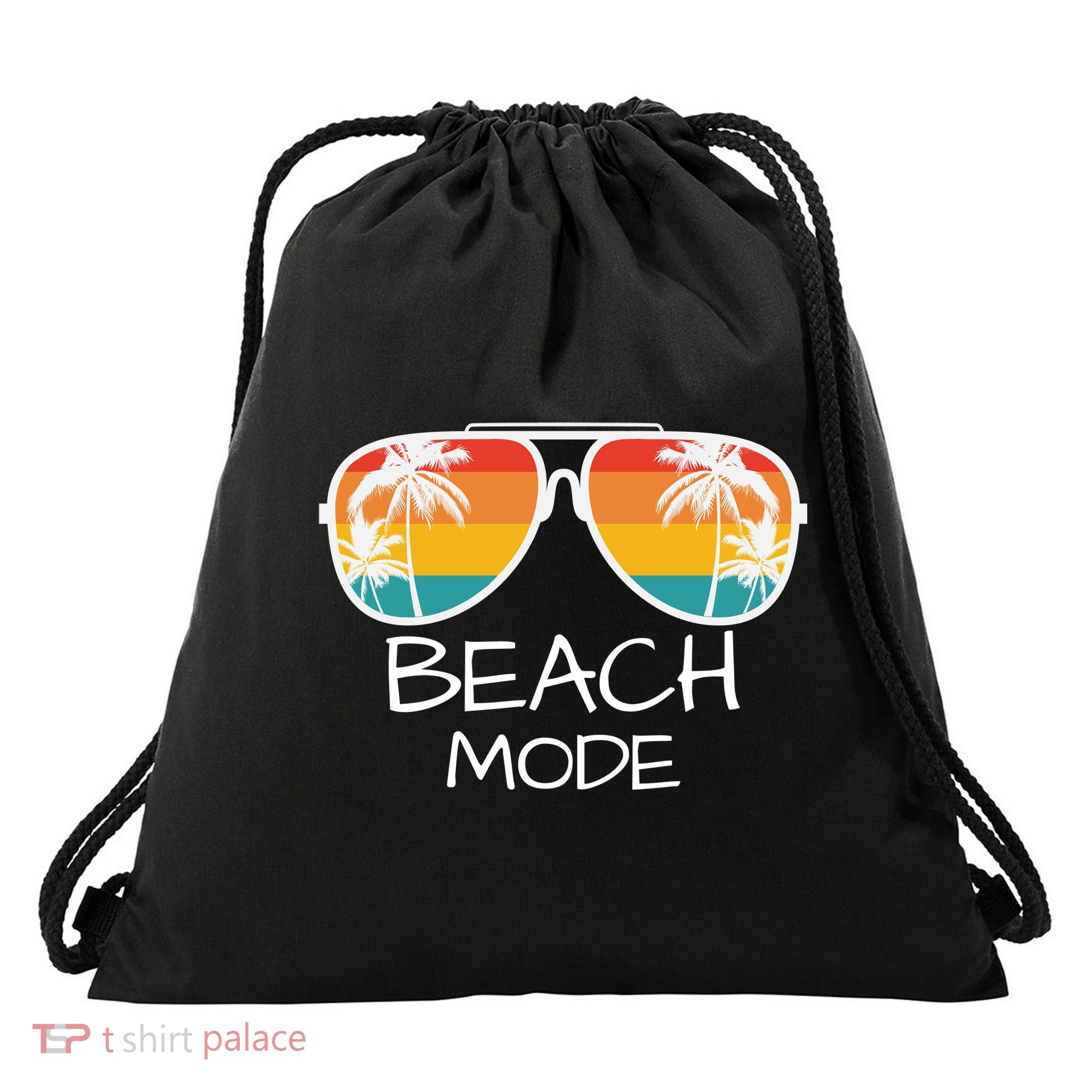 Beach Mode Vacy Mode Beach Life Vintage Sunset Beach Trip Drawstring Bag