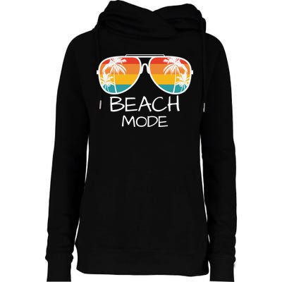 Beach Mode Vacy Mode Beach Life Vintage Sunset Beach Trip Womens Funnel Neck Pullover Hood