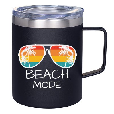 Beach Mode Vacy Mode Beach Life Vintage Sunset Beach Trip 12oz Stainless Steel Coffee Mug