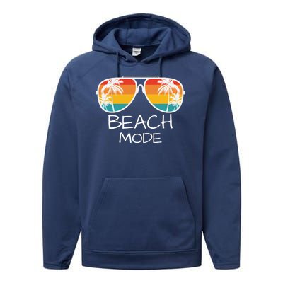 Beach Mode Vacy Mode Beach Life Vintage Sunset Beach Trip Performance Fleece Hoodie