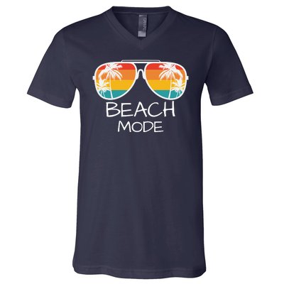 Beach Mode Vacy Mode Beach Life Vintage Sunset Beach Trip V-Neck T-Shirt