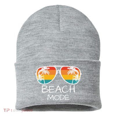 Beach Mode Vacy Mode Beach Life Vintage Sunset Beach Trip Sustainable Knit Beanie