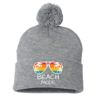 Beach Mode Vacy Mode Beach Life Vintage Sunset Beach Trip Pom Pom 12in Knit Beanie