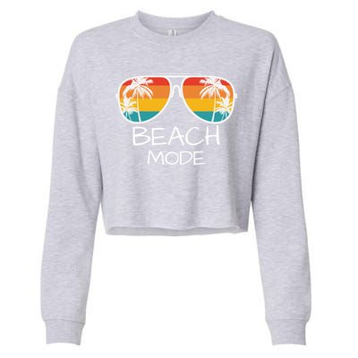 Beach Mode Vacy Mode Beach Life Vintage Sunset Beach Trip Cropped Pullover Crew