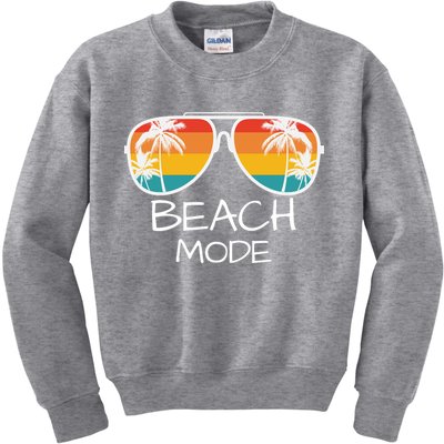Beach Mode Vacy Mode Beach Life Vintage Sunset Beach Trip Kids Sweatshirt