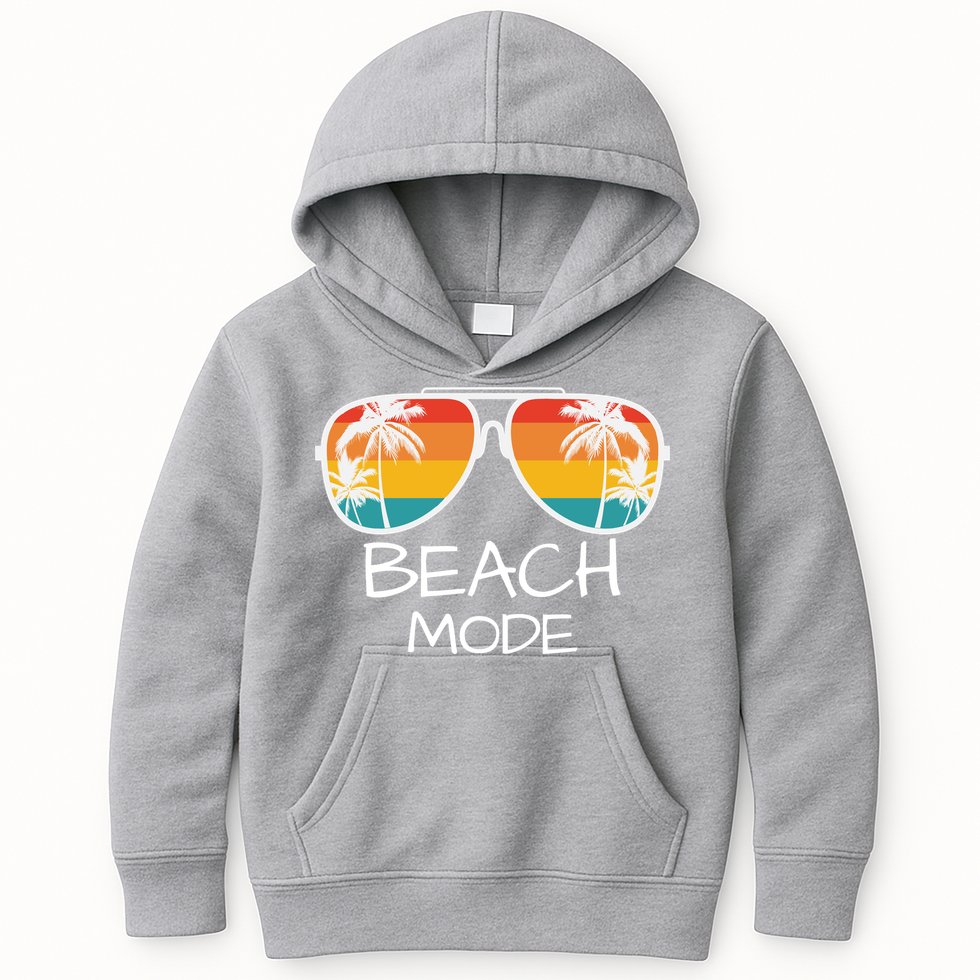 Beach Mode Vacy Mode Beach Life Vintage Sunset Beach Trip Kids Hoodie