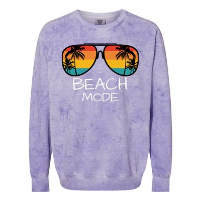 Beach Mode Vacy Mode Beach Life Vintage Sunset Beach Trip Colorblast Crewneck Sweatshirt