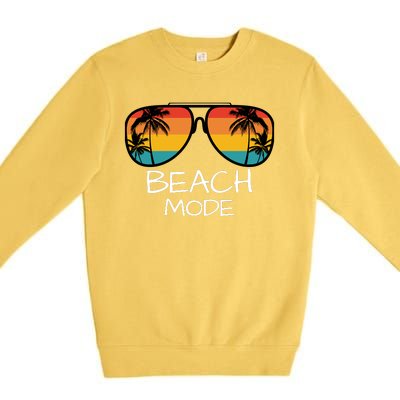 Beach Mode Vacy Mode Beach Life Vintage Sunset Beach Trip Premium Crewneck Sweatshirt