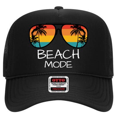 Beach Mode Vacy Mode Beach Life Vintage Sunset Beach Trip High Crown Mesh Back Trucker Hat