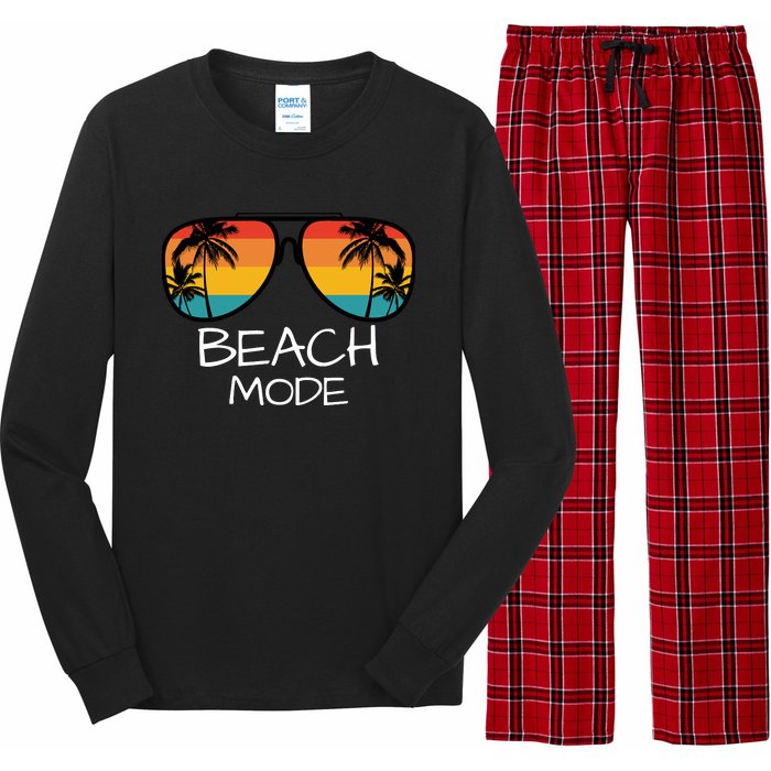 Beach Mode Vacy Mode Beach Life Vintage Sunset Beach Trip Long Sleeve Pajama Set