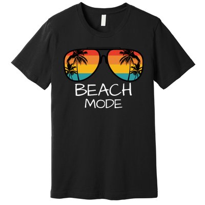 Beach Mode Vacy Mode Beach Life Vintage Sunset Beach Trip Premium T-Shirt